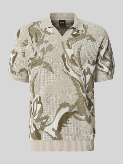 BOSS Orange sweter w kroju regular fit z mieszanki bawełny z kołnierzykiem polo Zielony 2