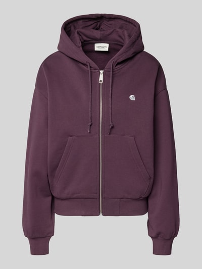 Produktfoto, Sweatjacke mit Logo-Stitching Modell 'Casey' von Carhartt Work In Progress, bawełna, krój loose fit, kaptur, zamek, kieszenie, elastyczne wykończenia