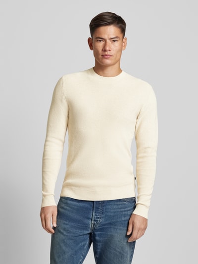 Matinique Gebreide pullover met ronde hals, model 'lagoon' Beige - 4