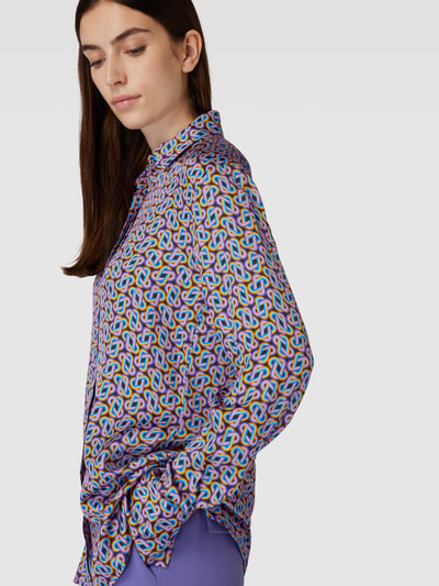 0039 Italy Bluzka koszulowa ze wzorem na całej powierzchni model ‘Odetta’ Purpurowy 3