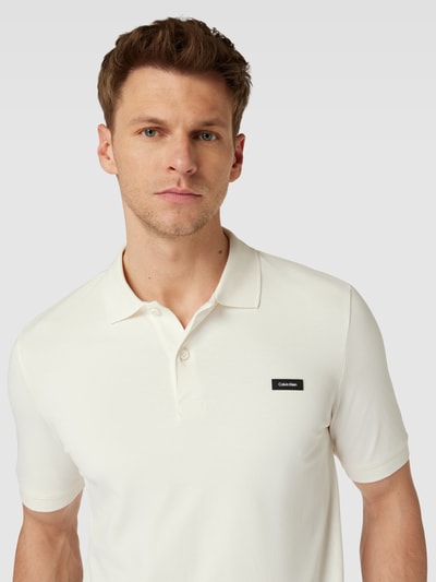 CK Calvin Klein Poloshirt in unifarbenem Design Beige 3