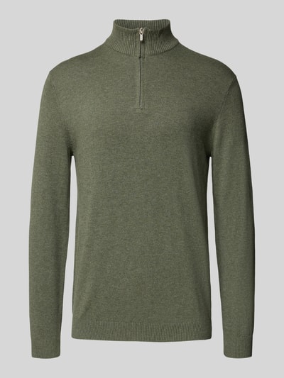 Only & Sons Regular Fit Troyer aus Baumwoll-Viskose-Mix Modell 'LOUI' Mittelgrau Melange 2