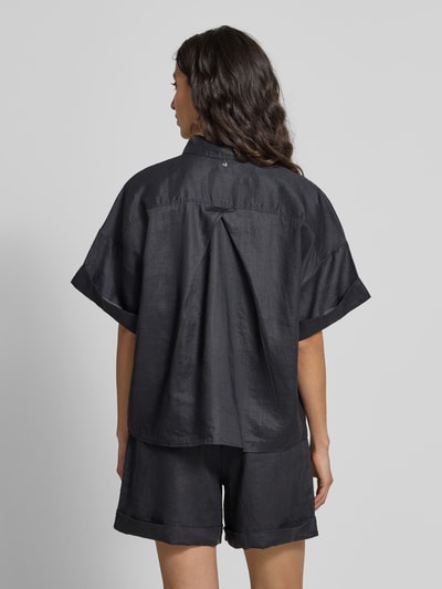 BOSS Orange Bluse aus Ramie mit überschnittenen Schultern Model 'Bisenas' Black 5