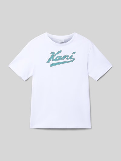 KARL KANI T-shirt z nadrukiem z logo i okrągłym dekoltem Biały 1