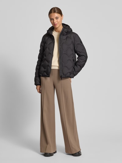 Marc Cain Gewatteerd regular fit jack met capuchon Zwart - 1