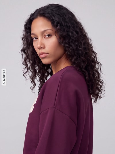 ONLY Loose Fit Sweatshirt aus Baumwoll-Mix Modell 'SWEAT' Bordeaux Melange 3