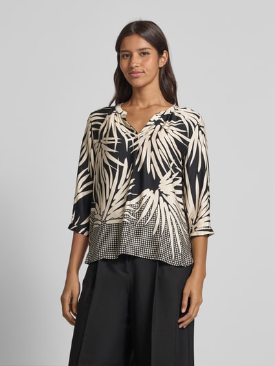 Milano Italy Relaxed Fit Bluse mit Tunikakragen Black 4