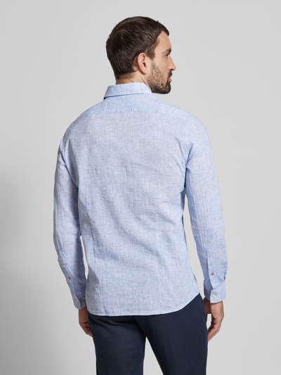 Cinque Slim fit linnen overhemd met kentkraag, model 'STEVEN' Hemelsblauw - 5