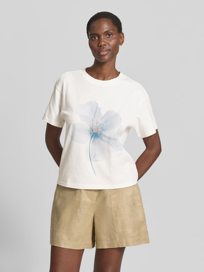 Jake*s Casual T-Shirt mit Motiv-Print und Rundhalsausschnitt Offwhite 4