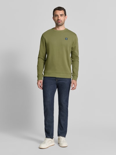 Scotch & Soda sweatshirt met labelbadge en ronde hals Grasgroen - 1
