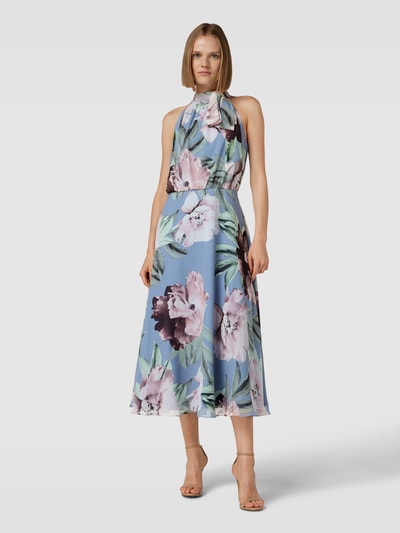 SWING Cocktailjurk met all-over motief Lichtblauw - 4