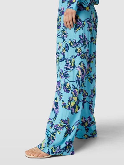 YAS Stoffen broek met all-over motief, model 'Topaz' Turquoise - 3