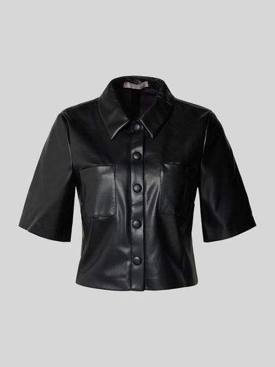 Christian Berg Woman Selection Korte overhemdblouse in leerlook Zwart - 2