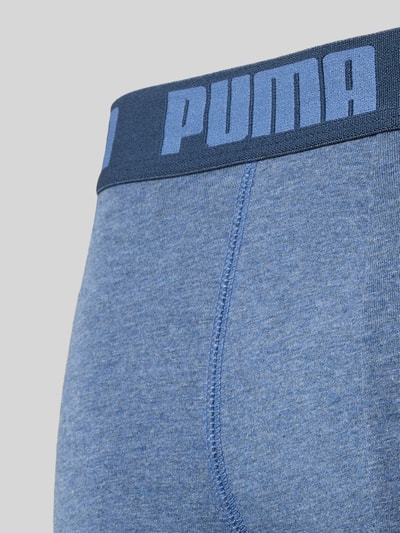 Produktfoto, Slim Fit Boxershorts aus Baumwoll-Mix im 2er-Pack Modell 'EVERDAY' von PUMA, blau meliert, sichtbare Struktur