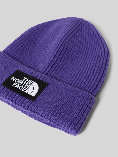 The North Face Beanie in gebreide look met logopatch, model 'Box' Paars - 2