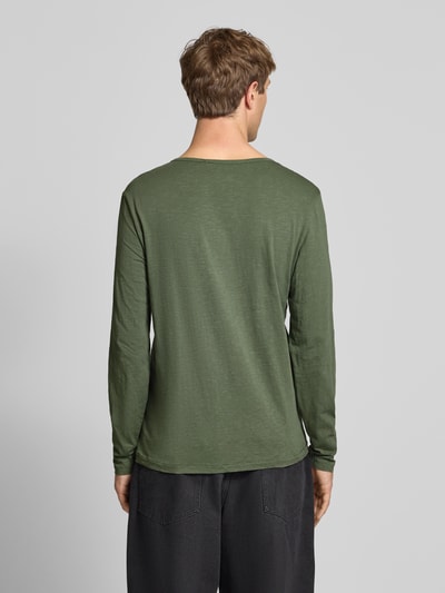 Blend Shirt met lange mouwen en korte knoopsluiting, model 'IVALDE' Donkergroen - 5