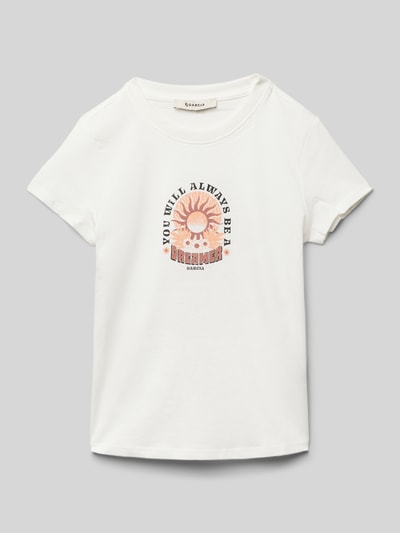 Garcia T-Shirt mit Statement-Print Offwhite 1