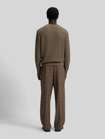 HUGO Regular Fit Strickpullover mit 3D-Strukturmuster Modell 'SYER' Taupe 5