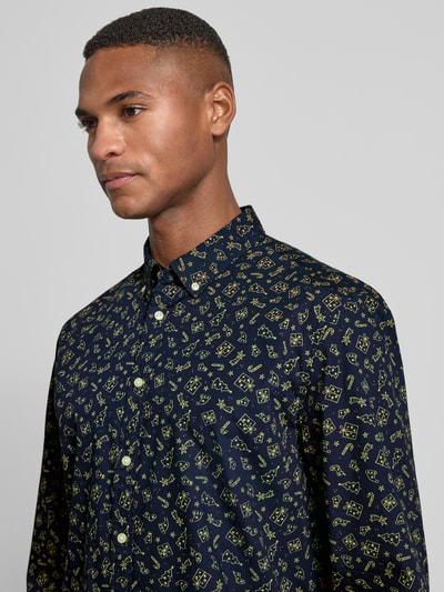 Montego Regular Fit Freizeithemd mit Weihnachtsmotiv Marine 3