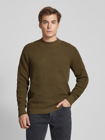 Jack & Jones Premium Strickpullover mit gerippten Abschlüssen Modell 'VIGGO' Oliv 4