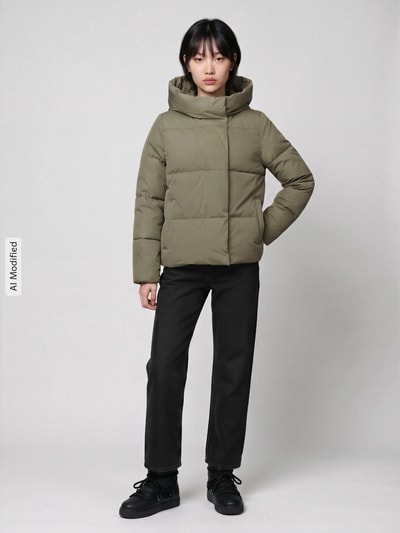 VERO MODA Kurtka pikowana z wysokim kapturem model 'STELLA' Oliwkowy 1