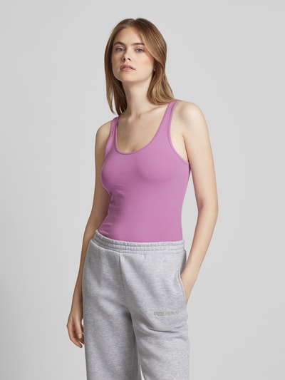 QS Tanktop met labeldetail Felroze - 4