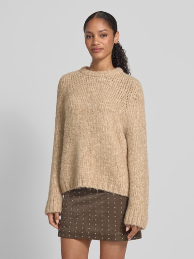 Jake*s Casual Oversized Strickpullover mit Rundhalsausschnitt Camel 4