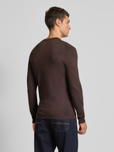 MCNEAL Gebreide pullover met ronde hals Chocoladebruin gemêleerd - 5