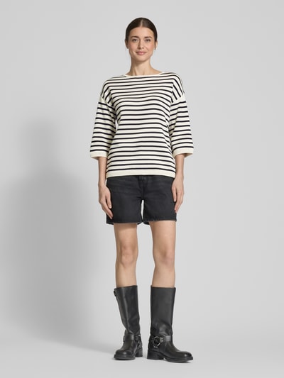 Milano Italy Gebreide pullover met 3/4-mouwen Zwart - 1