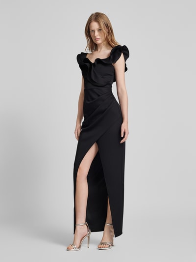 Lipsy Abendkleid mit Volants und Gehschlitz Black 1