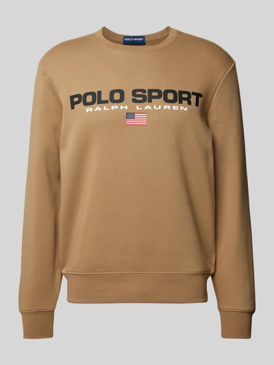 Polo Sport Sweatjack met labelstitching Kaki - 2