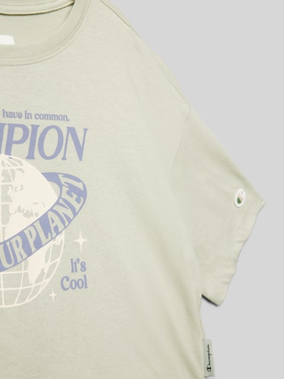 CHAMPION Cropped T-Shirt mit Motiv-Print Mint 2