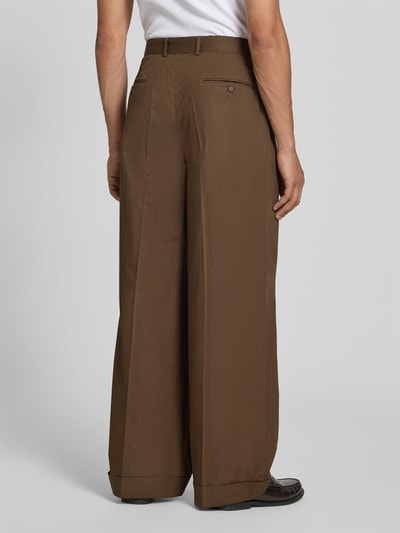 Officine Générale Loose fit stoffen broek met stolpplooien Middenbruin - 5
