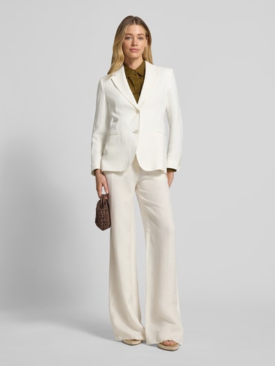 Max Mara Studio regular fit lange blazer van puur linnen model 'BELLO' Offwhite - 1