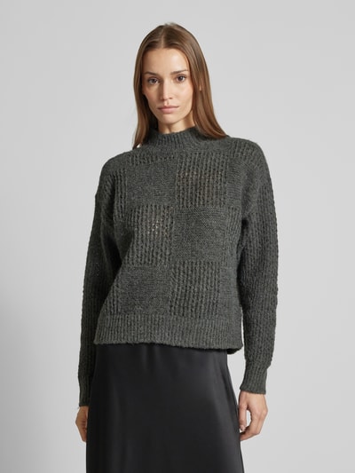 Vero Moda Regular fit gebreide pullover met opstaande kraag, model 'MOON' Middengrijs - 4