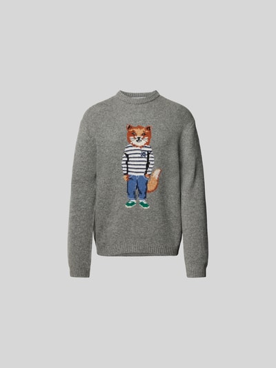 MAISON KITSUNE Pullover mit Label-Print Mittelgrau Melange 2