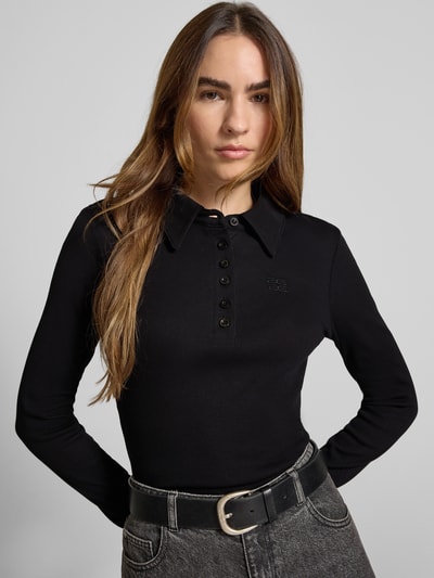 Gestuz Shirt met lange mouwen en polokraag, model 'drew' Zwart - 3