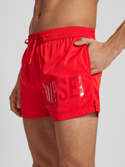 Diesel Shorts mit Label-Print Rot 3