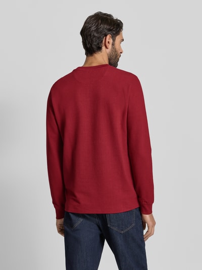 Christian Berg Men Shirt met lange mouwen, structuurmotief en ronde hals Donkerrood - 5