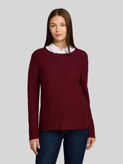 Tom Tailor Regular Fit Pullover mit gerippten Abschlüssen Bordeaux 4