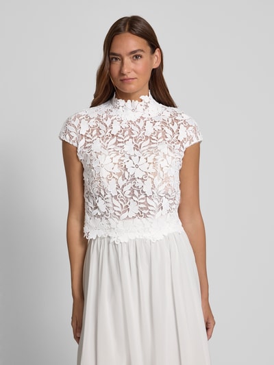 Luxuar Regular fit blousetop met opstaande kraag Offwhite - 4