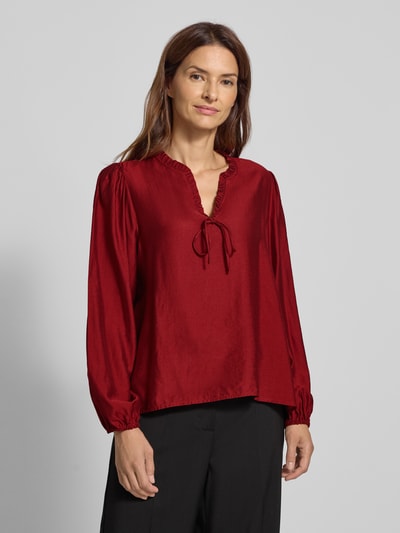 ICHI Regular fit blouse met ruches, model 'KARLANI' Rood - 4