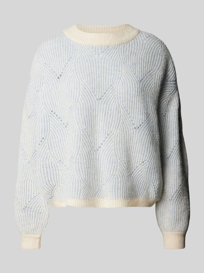 Pieces Loose Fit Strickpullover mit abstraktem Strickmuster Modell 'JENNA' Hellblau 1