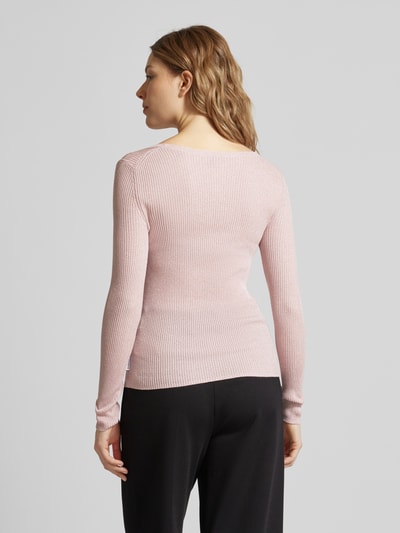 HUGO Strickpullover mit geripptem Rundhalsausschnitt Modell 'Sunessya' Rosa 5