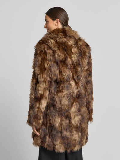 White Label Regular fit lange jas van imitatiebont Donkerbruin - 5