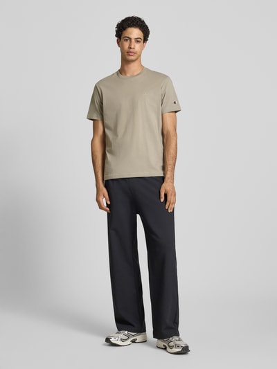 Champion T-Shirt mit Label-Stitchings und Rundhalsausschnitt Beige 1