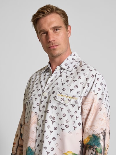 CARLO COLUCCI Oversized Freizeithemd mit Brusttaschen Offwhite 3