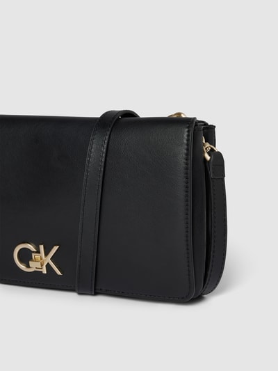 CK Calvin Klein Handtas met labelapplicatie, model 'RE-LOCK DOUBLE GUSETTE' Zwart - 3