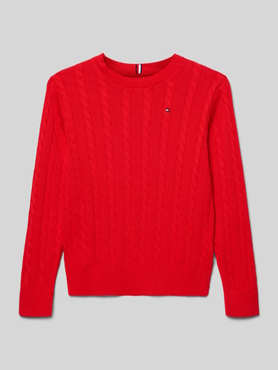 Tommy Hilfiger Teens Regular Fit Pullover mit Zopfmuster  Rot 1