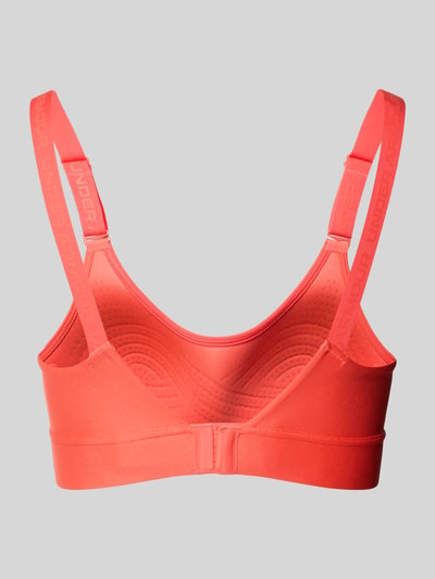 Produktfoto, Regular Fit Sport-BH mit Logo-Print Modell 'Infinity' von Under Armour, elastyczny materiał, regulowane ramiączka, kolor koralowy